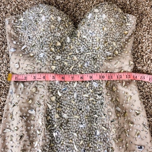 Terani couture champagne Swarovski, crystal mermaid prom dress - Picture 8 of 11